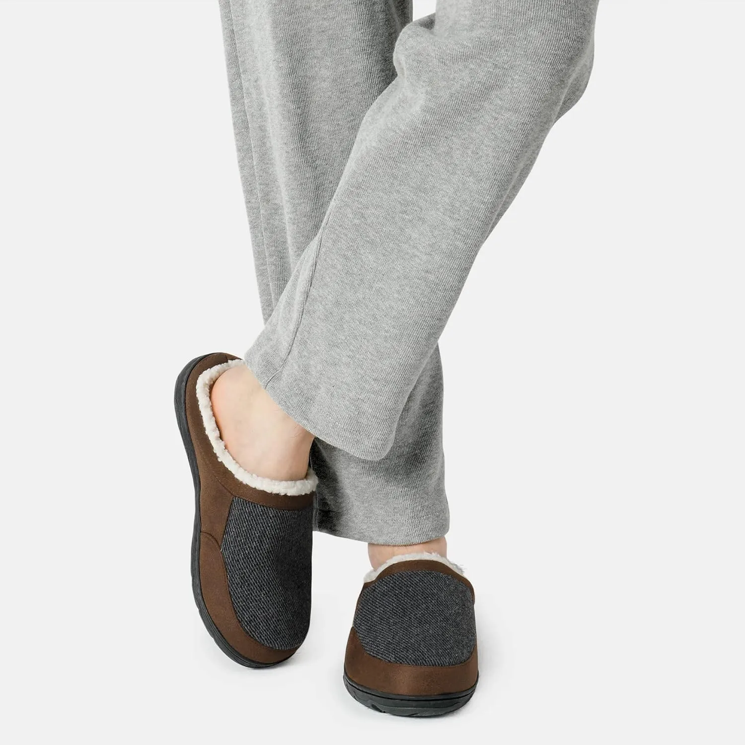 DREAM PAIRS Men's Cozy Memory Foam Slippers with Fuzzy Wool-Like Lining, Slip-on Washable Indoor Outdoor House Shoes