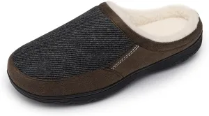 DREAM PAIRS Men's Cozy Memory Foam Slippers with Fuzzy Wool-Like Lining, Slip-on Washable Indoor Outdoor House Shoes