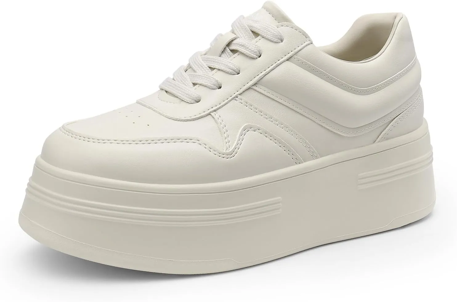 DREAM PAIRS Women Platform High Heel Fashion Sneakers Walking Lace Up Lightweight Stylish Classic Casual Sneaker.