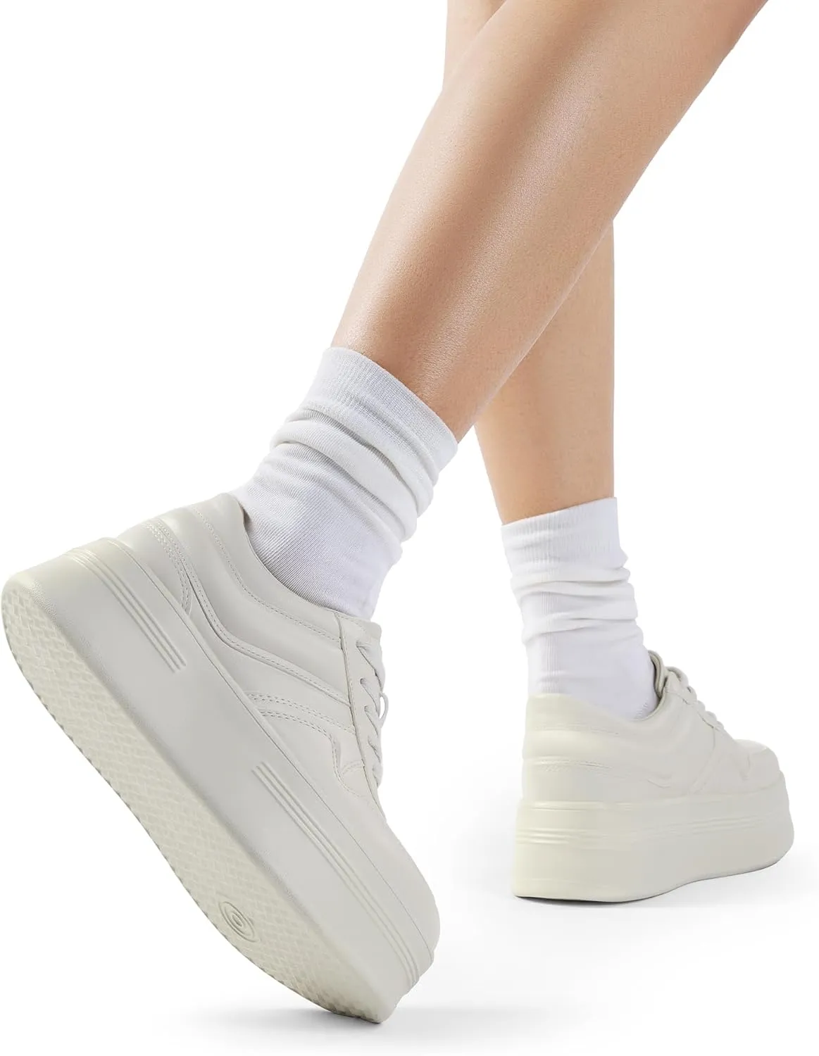 DREAM PAIRS Women Platform High Heel Fashion Sneakers Walking Lace Up Lightweight Stylish Classic Casual Sneaker.