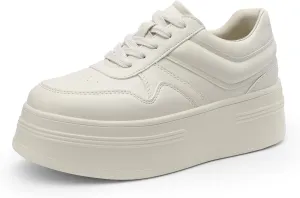 DREAM PAIRS Women Platform High Heel Fashion Sneakers Walking Lace Up Lightweight Stylish Classic Casual Sneaker.