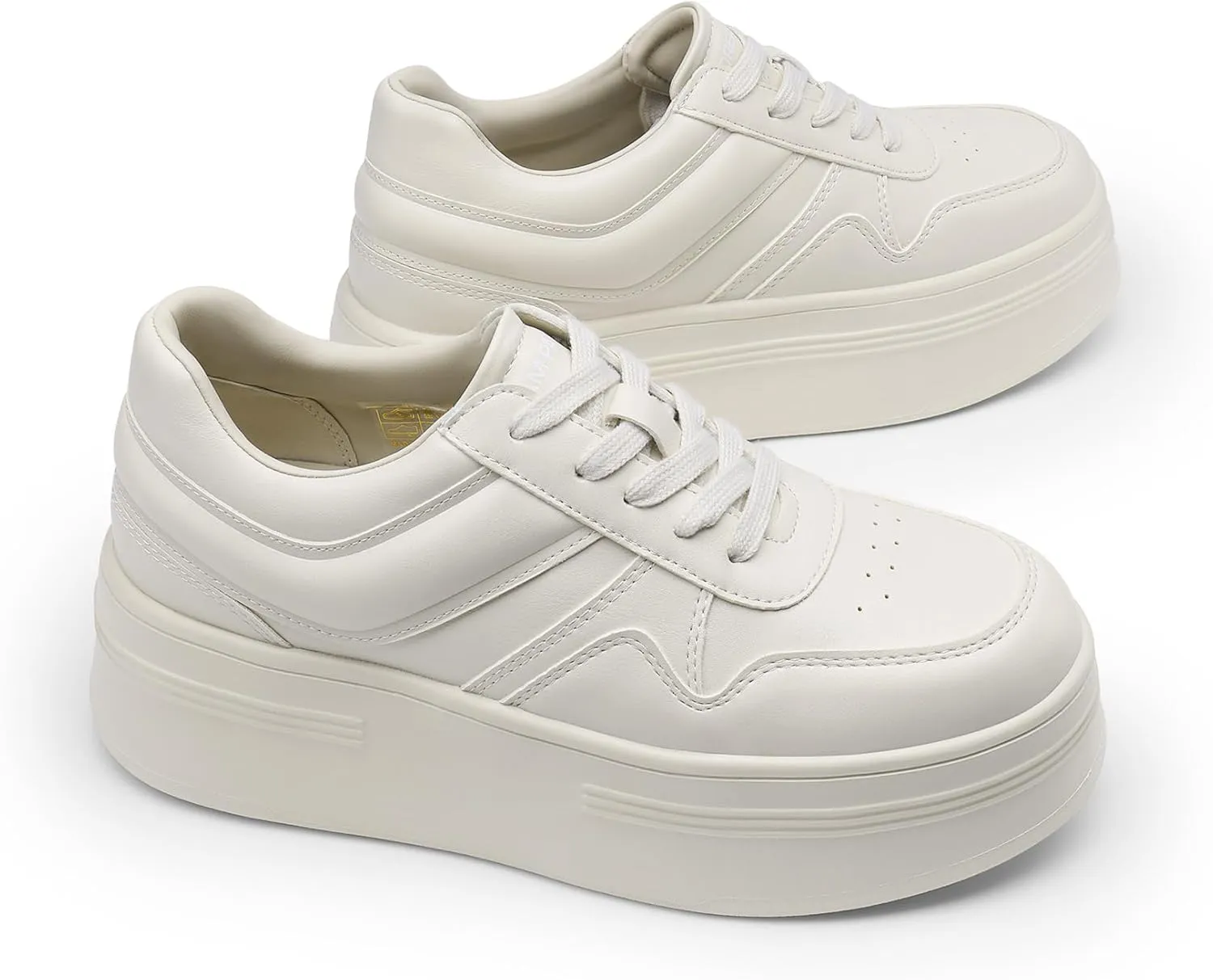 DREAM PAIRS Women Platform High Heel Fashion Sneakers Walking Lace Up Lightweight Stylish Classic Casual Sneaker.