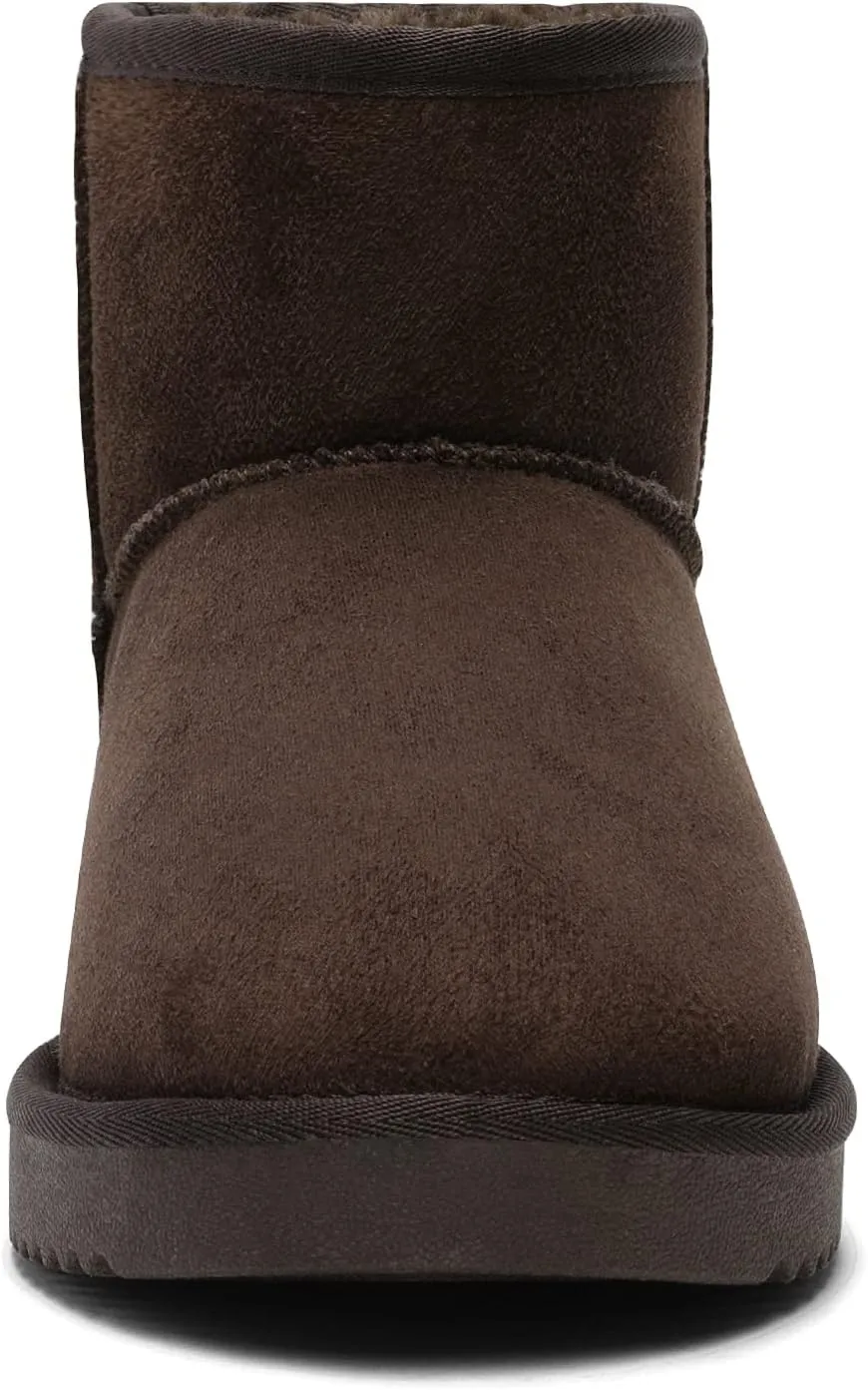 DREAM PAIRS Women's Black Brown Tan Grey Winter Snow Boots Classic Faux Fur Lined Slip On Ankle Boots