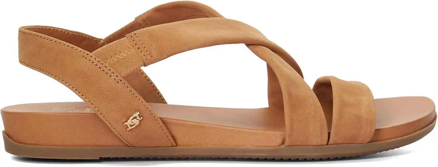 Dune London Women's Landies Flat Sandal, Camel, 7