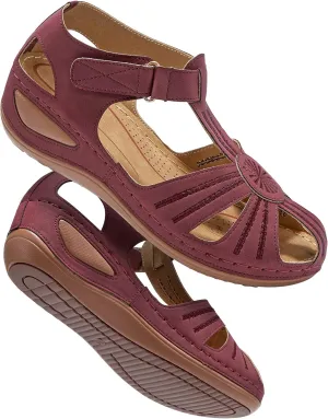 DUOYANGJIASHA Womens Sandals Dressy Summer Beach Bohemia Ankle Strap Causal Comfortable Closed Toe Wedge Shoes for Outdoor