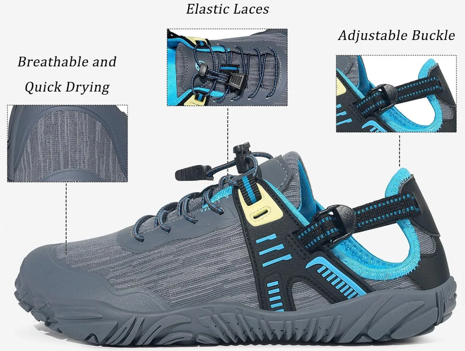 Eagsouni Womens Mens Water Shoes Quick Dry Sport Aqua Shoes Barefoot Non-Slip Outdoor Hiking Sandals with Wide Toe Box & Arch Support