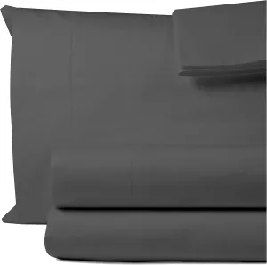 Egyptian Cotton Twin Sheets Set 1000 TC Luxury Hotel Soft and Smooth Dark Grey Twin Size Bed Sheet Set Sateen Weave Extra Long Staple Cotton 16" Deep Pocket Bedding - Dark Grey, 3 Piece
