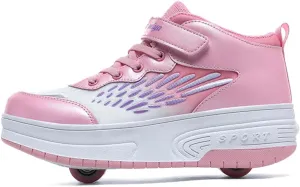 Ehauuo Roller Skates Shoes Sneakers Wheels Removable for Boys Girls Safety Stain-Resistant Easy on and Clean Comfortable as Kids Fun Sports Loved for Kids Beginners
