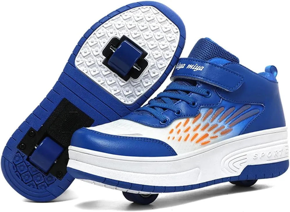 Ehauuo Roller Skates Shoes Sneakers Wheels Removable for Boys Girls Safety Stain-Resistant Easy on and Clean Comfortable as Kids Fun Sports Loved for Kids Beginners