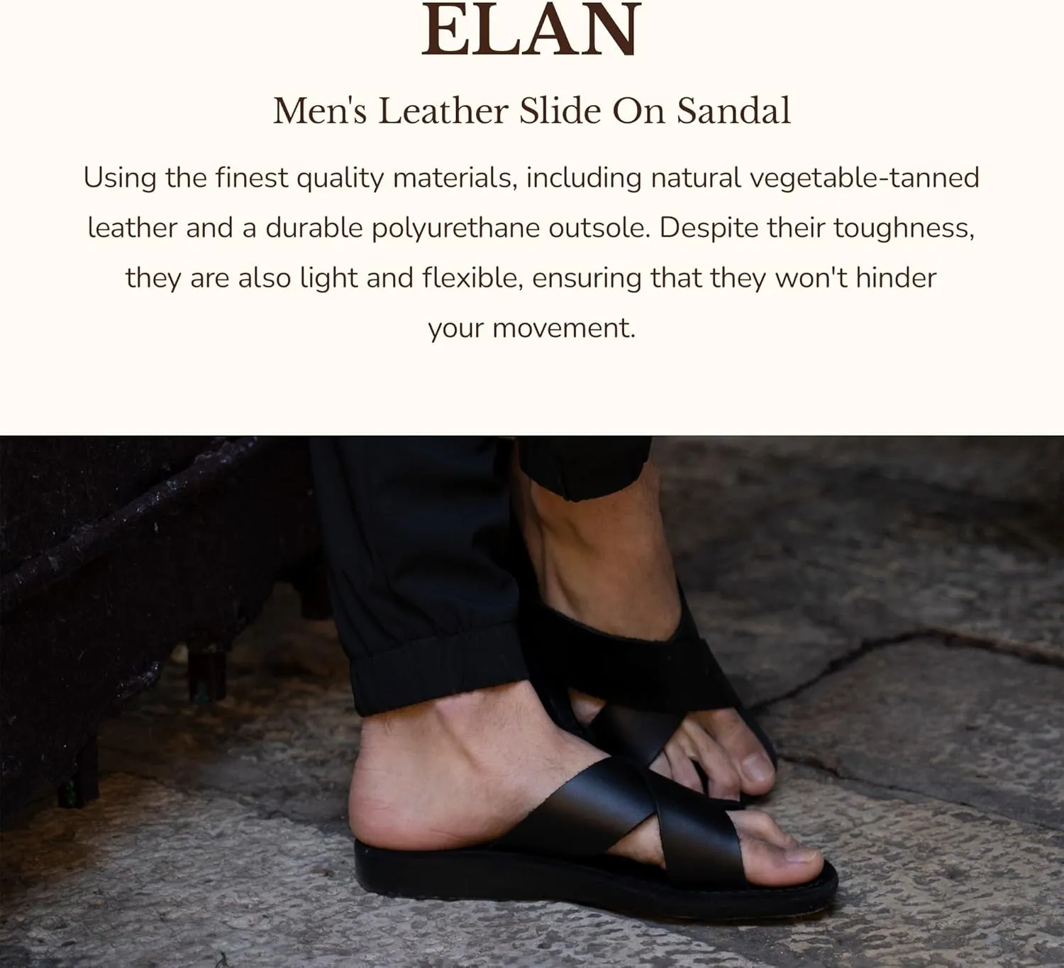 Elan - Leather Slide On Sandal - Men Sandals