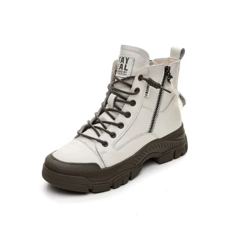 Elegant high sneaker boots with zipper