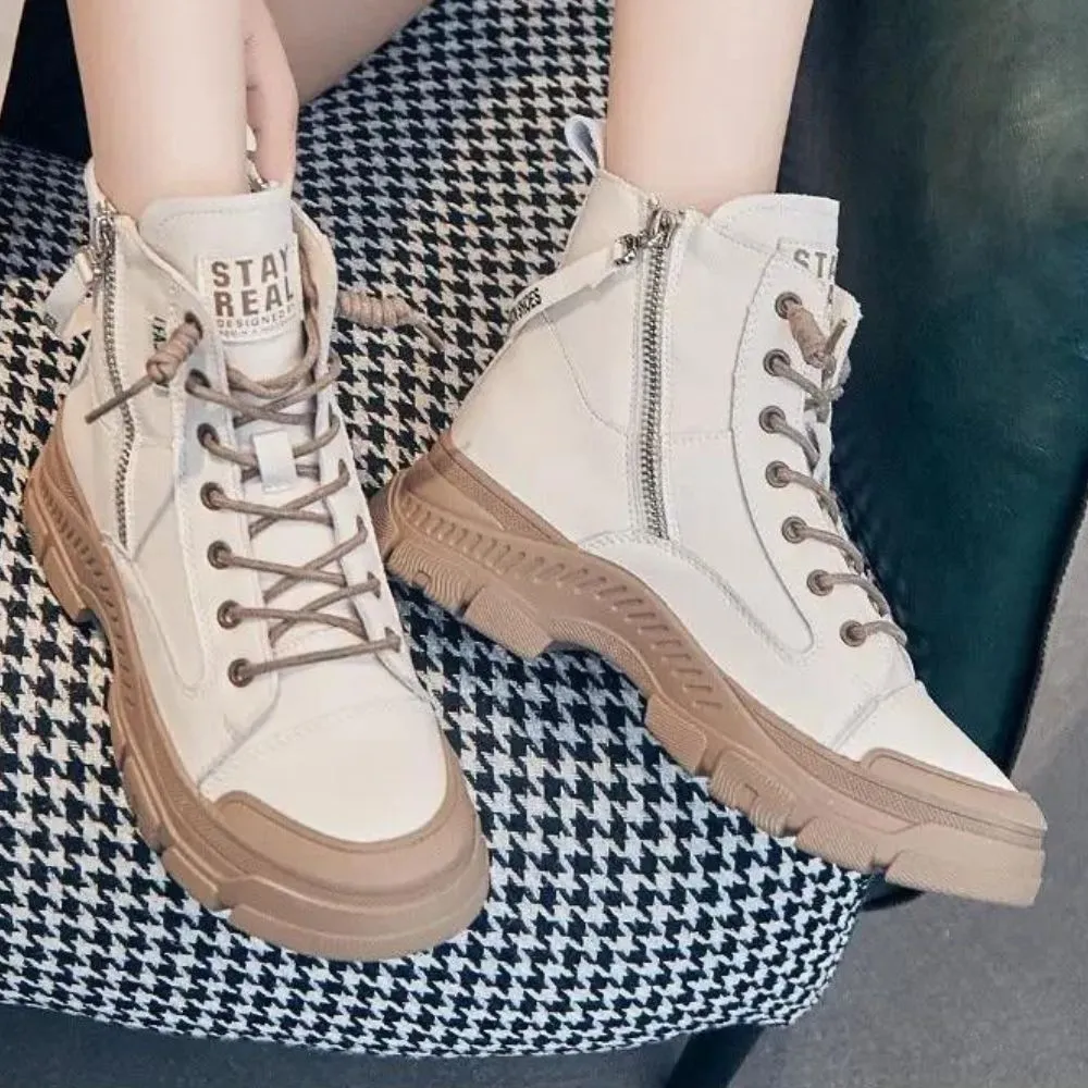 Elegant high sneaker boots with zipper