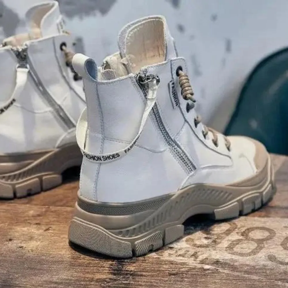 Elegant high sneaker boots with zipper