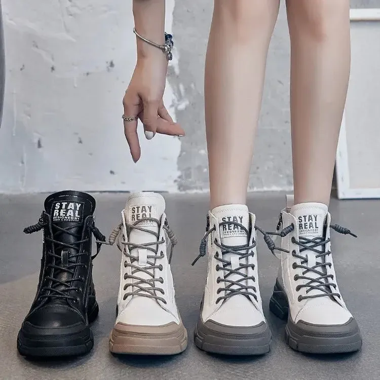 Elegant high sneaker boots with zipper