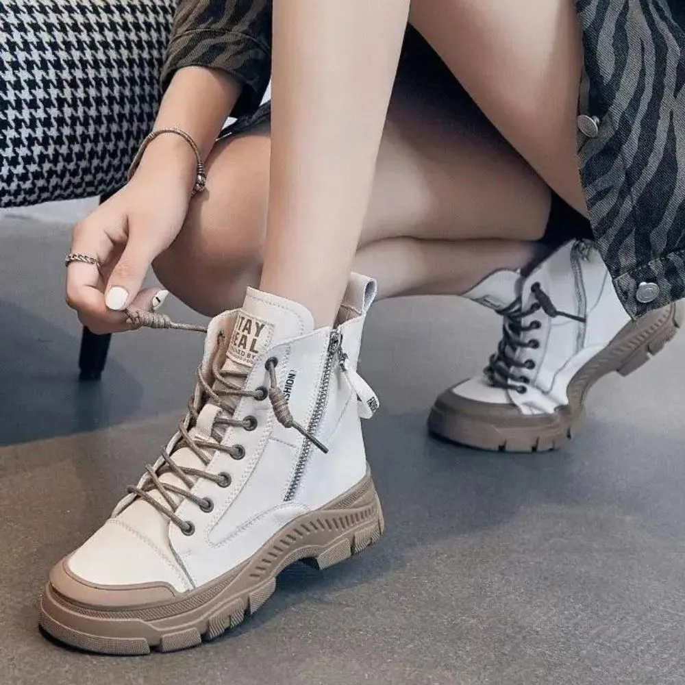 Elegant high sneaker boots with zipper
