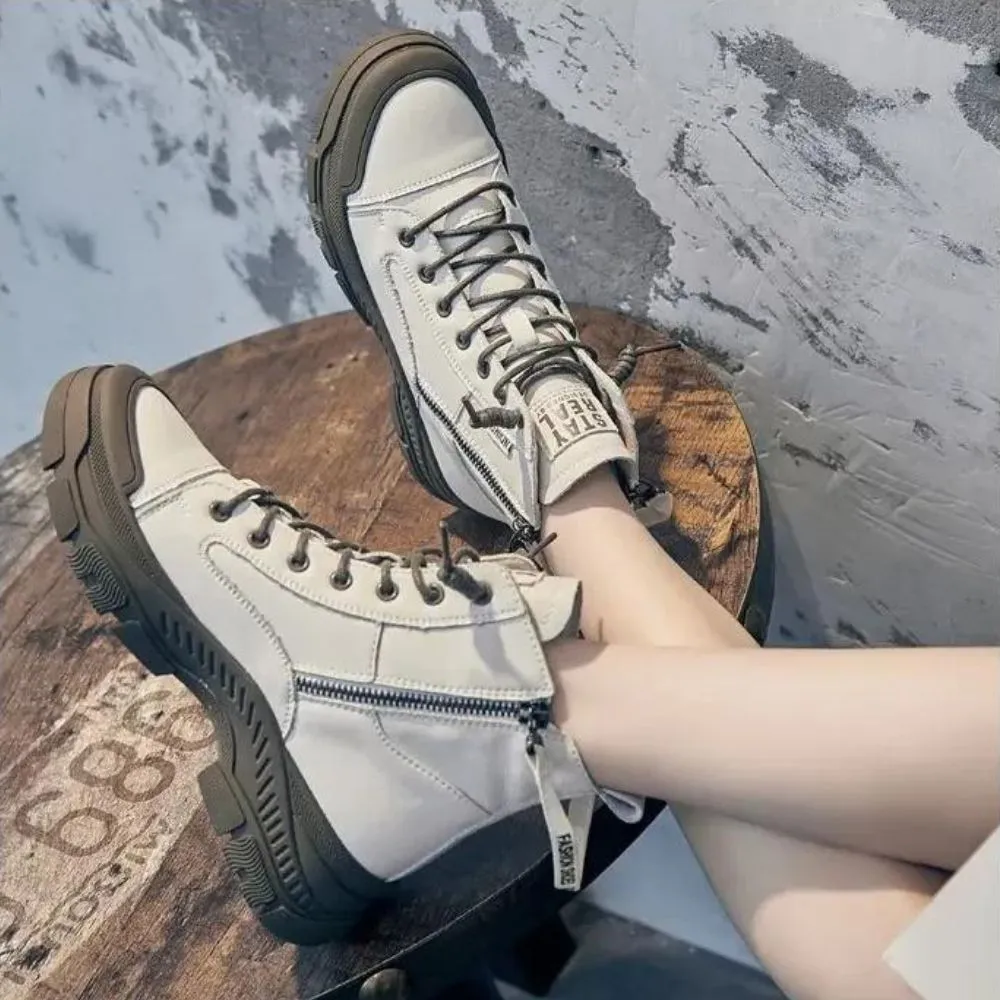 Elegant high sneaker boots with zipper