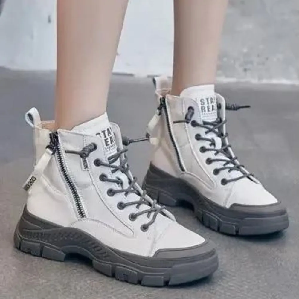 Elegant high sneaker boots with zipper