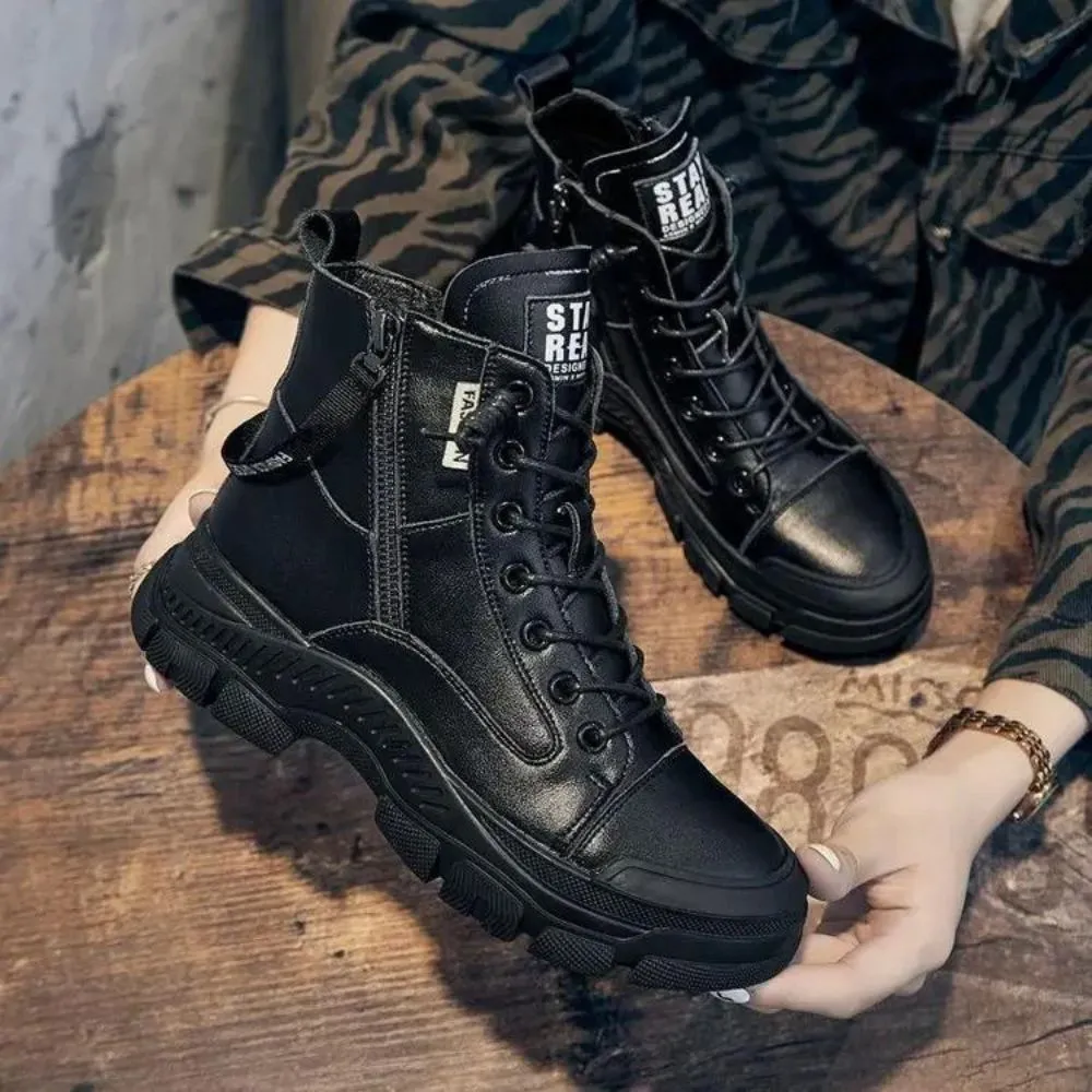 Elegant high sneaker boots with zipper