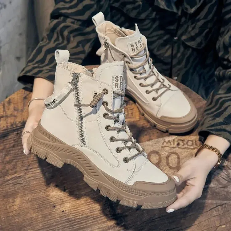 Elegant high sneaker boots with zipper