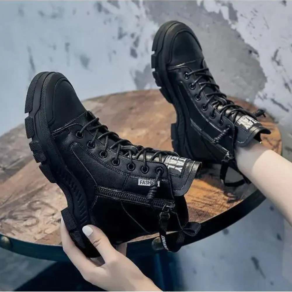 Elegant high sneaker boots with zipper
