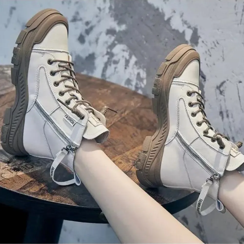 Elegant high sneaker boots with zipper