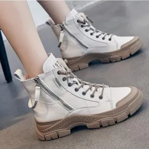 Elegant high sneaker boots with zipper