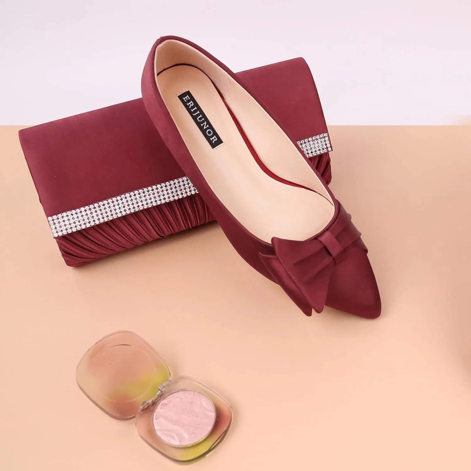 ERIJUNOR Wedding Flats Comfortable Flat Shoes for Women Closed Toe Wide Width Evening Party Dress Shoes