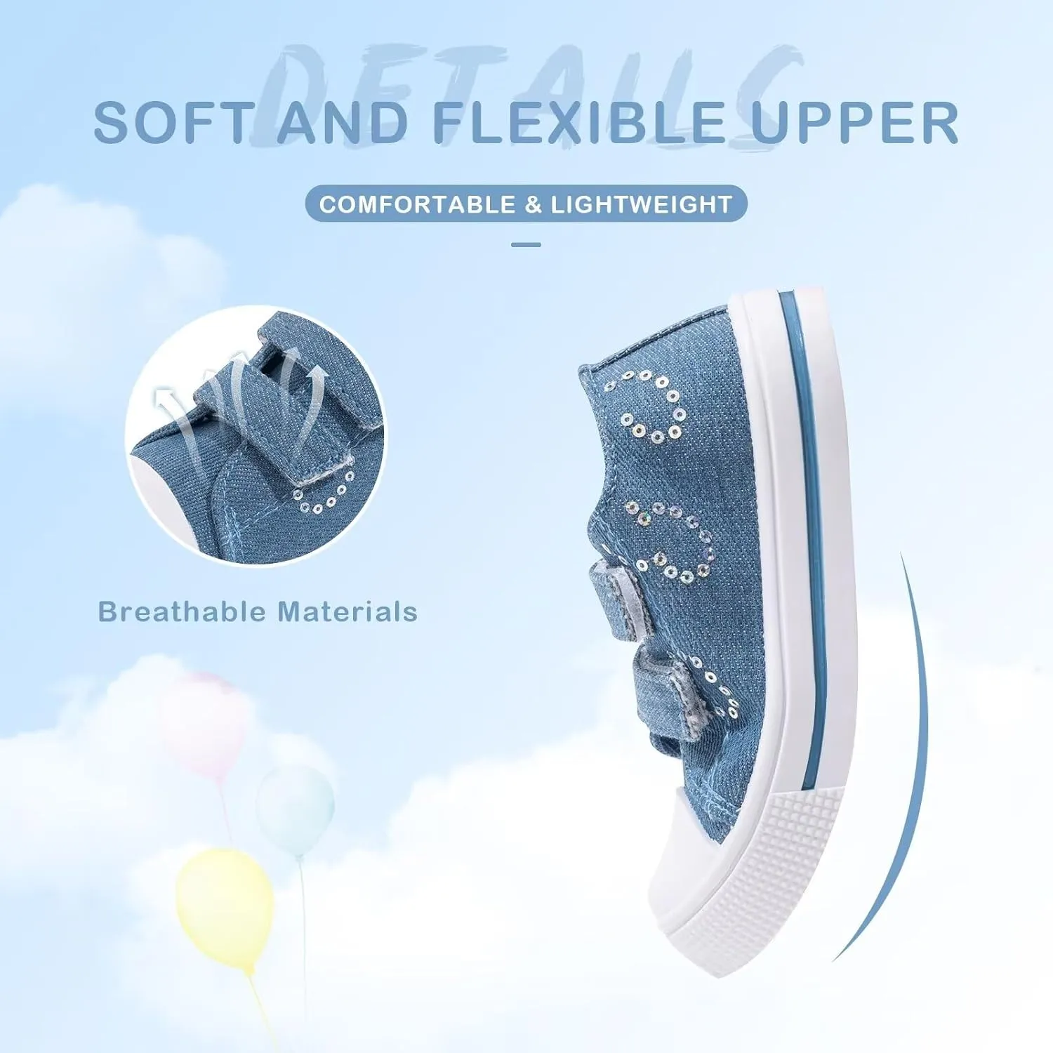 EUXTERPA Kids Toddler Sneakers Boys Girls Canvas Shoes Walking Sneaker with Easy Fasten Strap