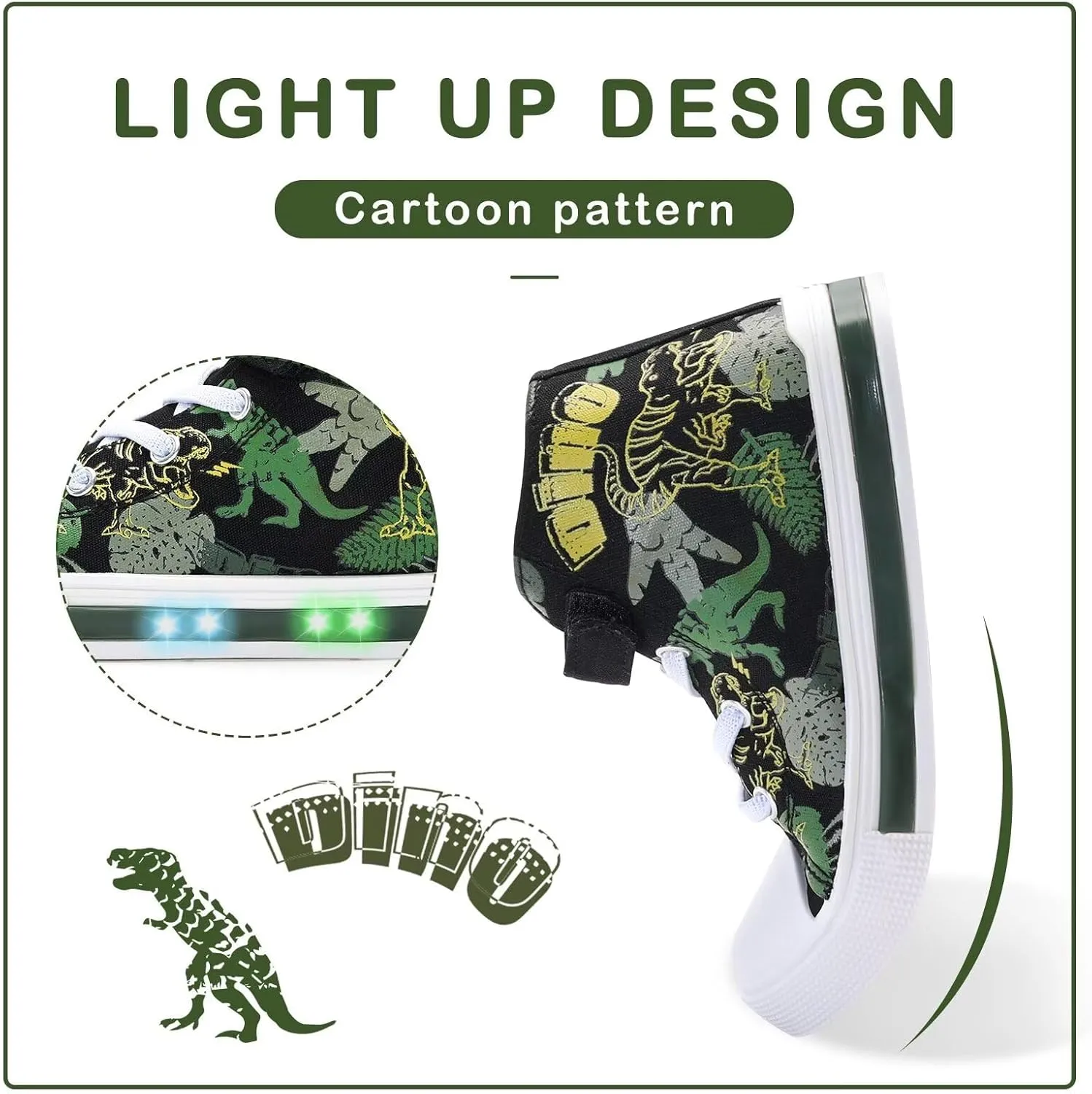 EUXTERPA Kids Toddler Sneakers Light Up Flashing Shoes Girls Boys Easy Fasten High Top Walking Canvas Sneaker