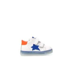 FALCOTTO SASHA BOYS FIRST WALKER VELCRO SNEAKER WHITE AZURE FLUO