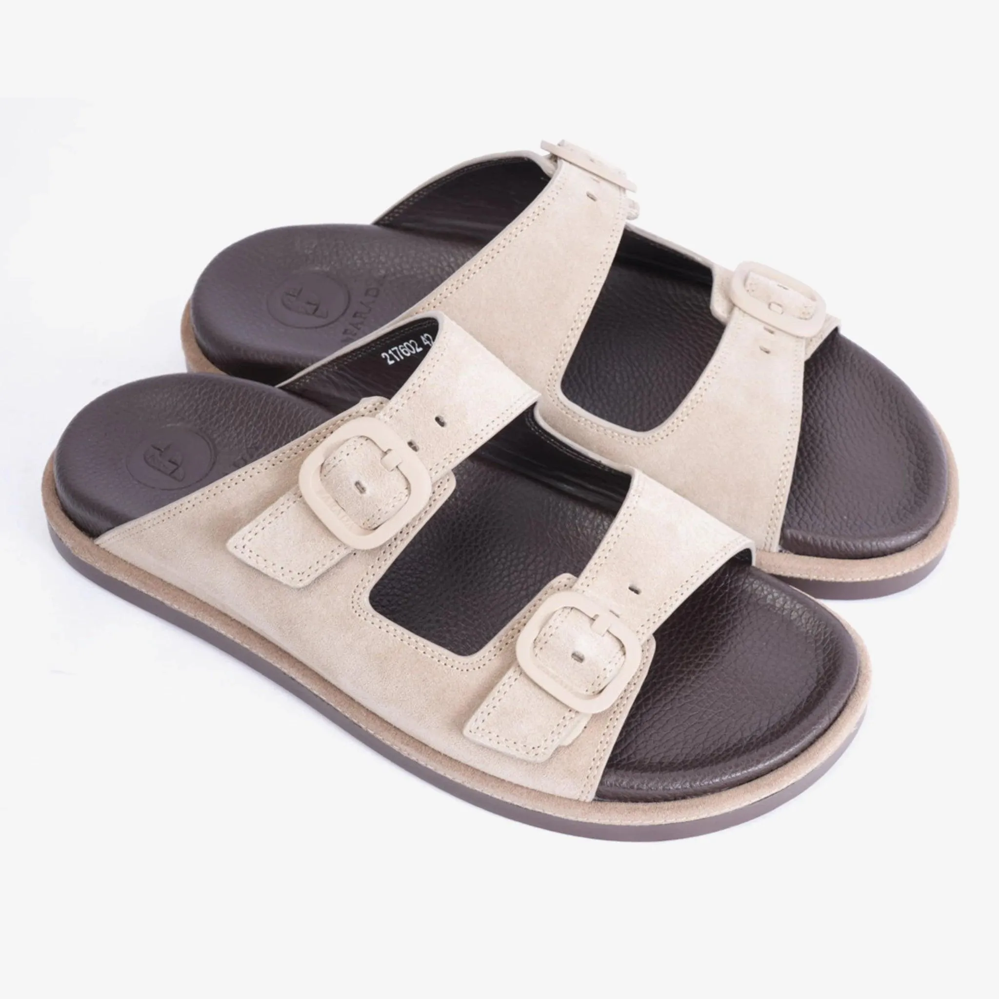 FARADA DOUBLE STRIPPED SUEDE LEATHER ARABIC SANDAL LIGHT-EARTH