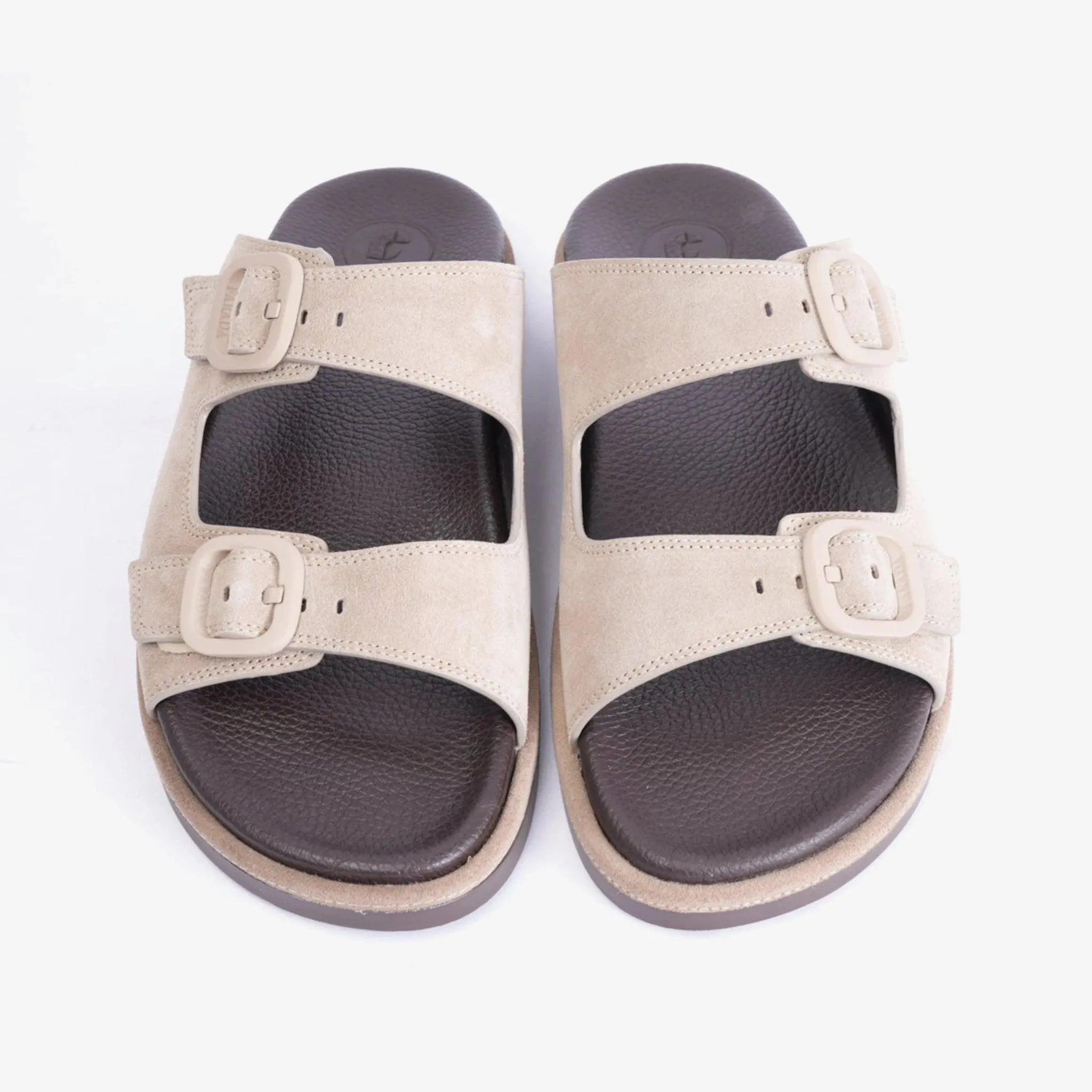 FARADA DOUBLE STRIPPED SUEDE LEATHER ARABIC SANDAL LIGHT-EARTH