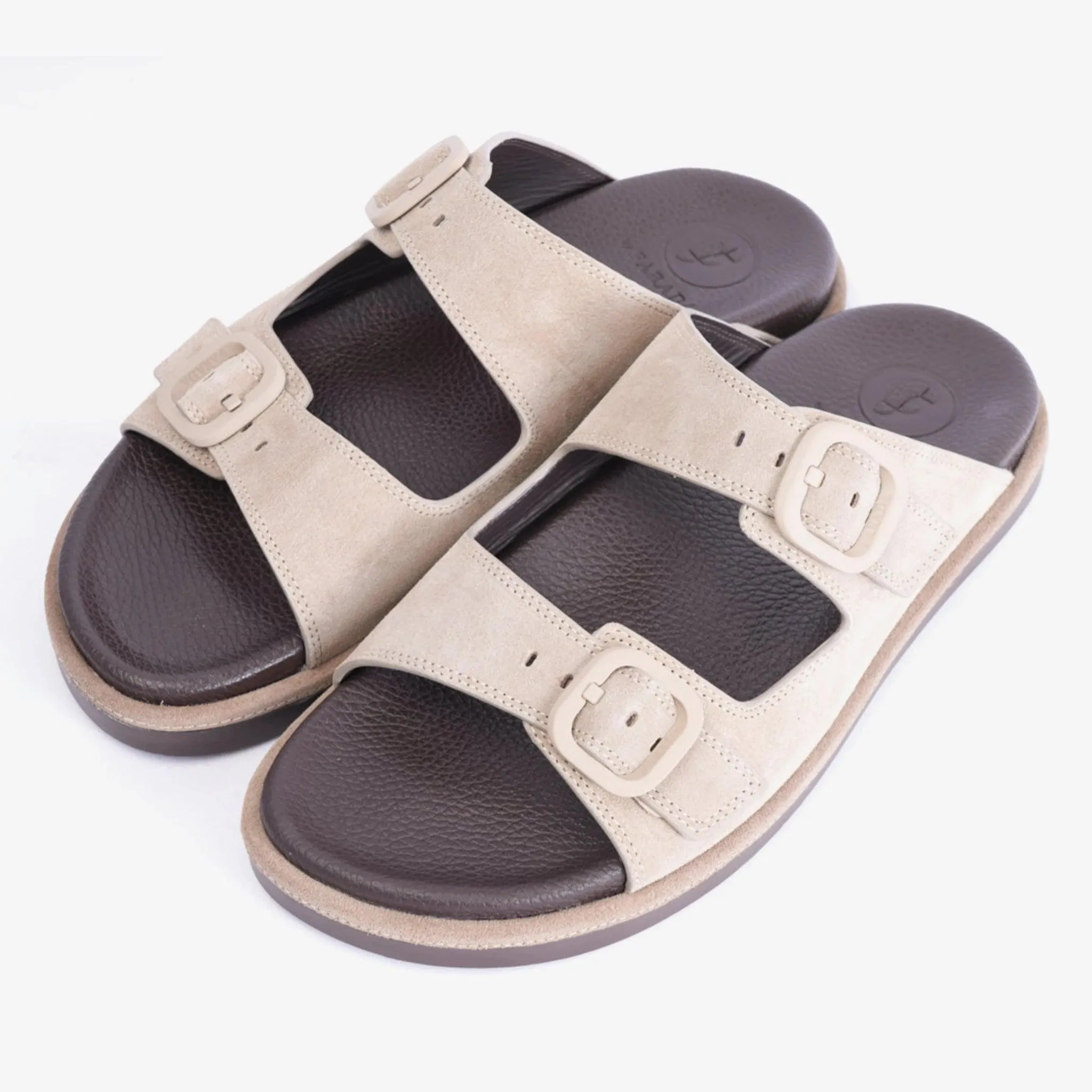 FARADA DOUBLE STRIPPED SUEDE LEATHER ARABIC SANDAL LIGHT-EARTH