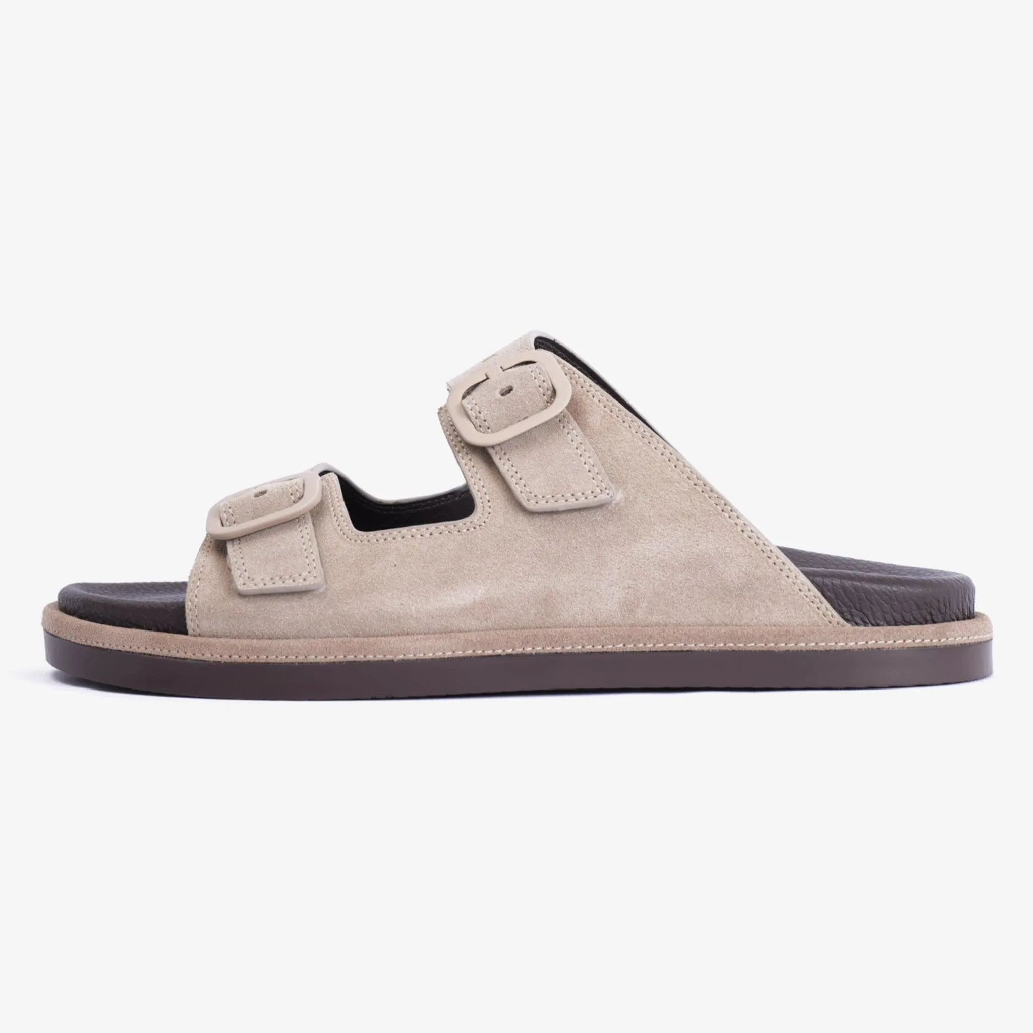FARADA DOUBLE STRIPPED SUEDE LEATHER ARABIC SANDAL LIGHT-EARTH