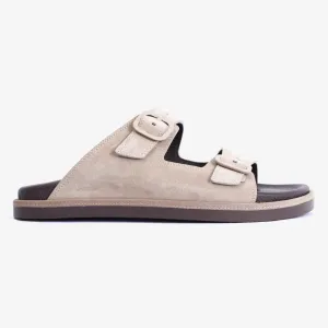 FARADA DOUBLE STRIPPED SUEDE LEATHER ARABIC SANDAL LIGHT-EARTH