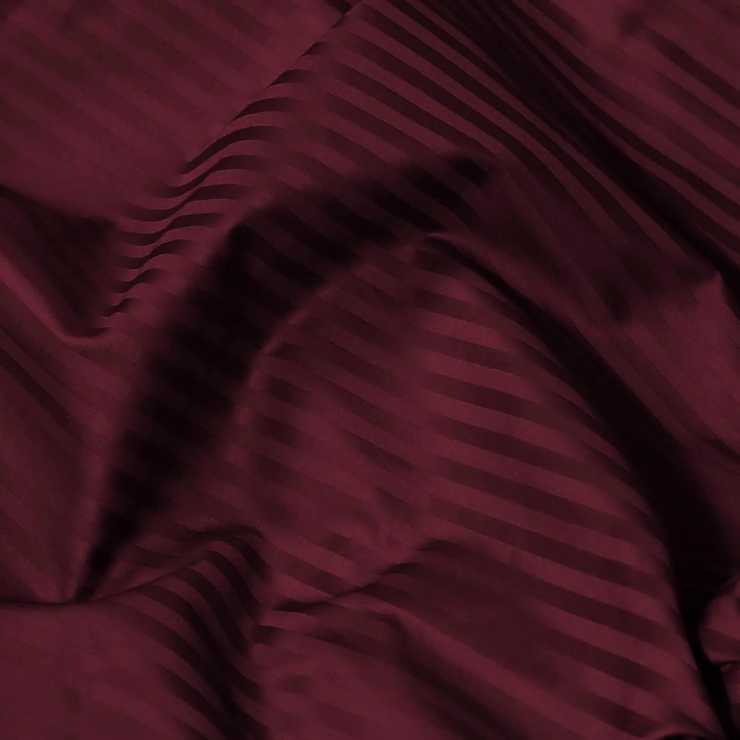 Feather & Stitch 500 TC King Size Damask Bed Sheet Set, 100% Cotton Soft Breathable Bedsheets, 4 Piece 18" Deep Pockets Sateen Weave Striped Bedding Mattress Resort Hotel Luxury- (Burgundy, King)