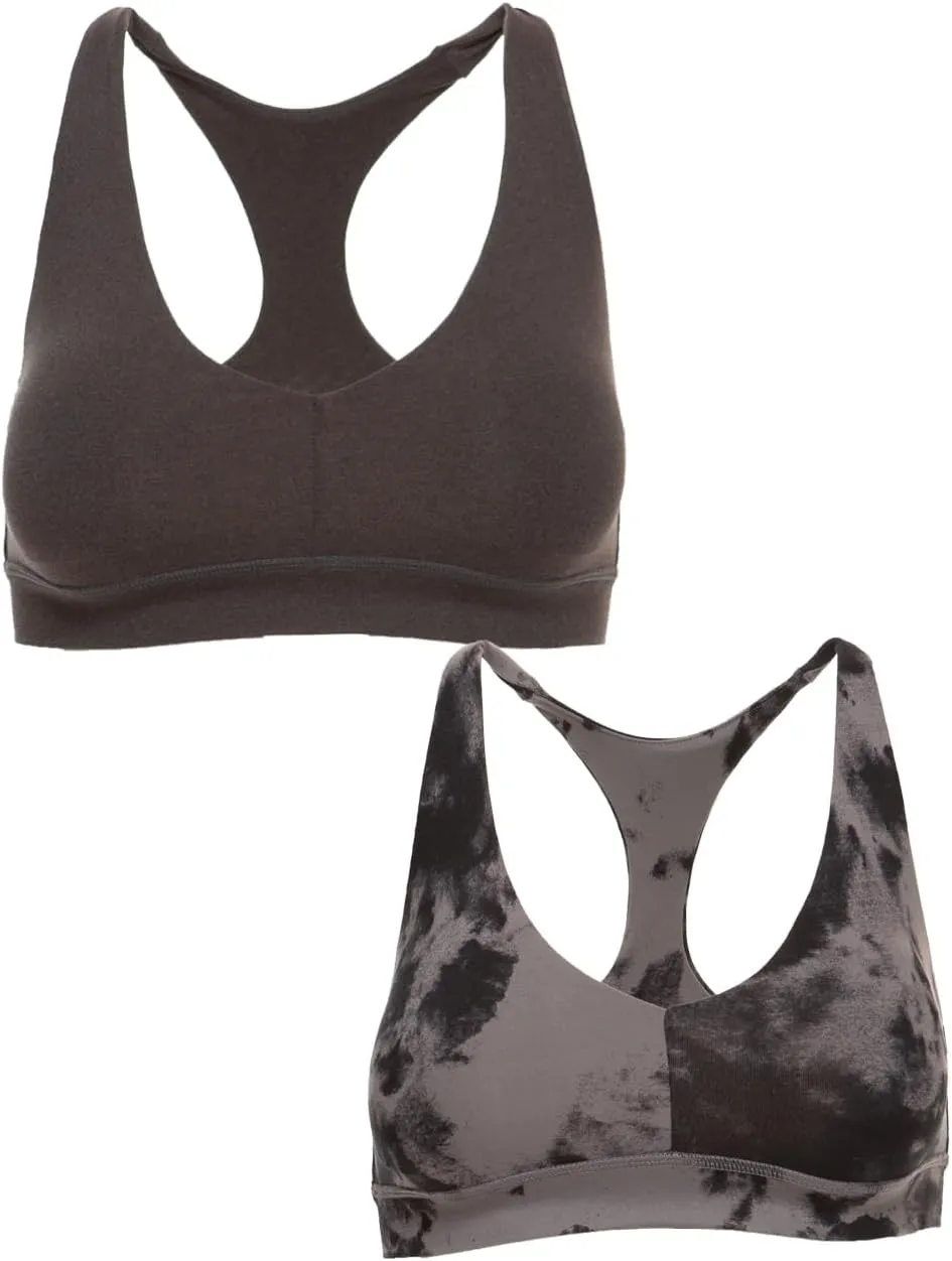Felina - Velvety Soft Racerback Bralette 2-Pack Seamless Deep-V Bralettes with Removable Pads