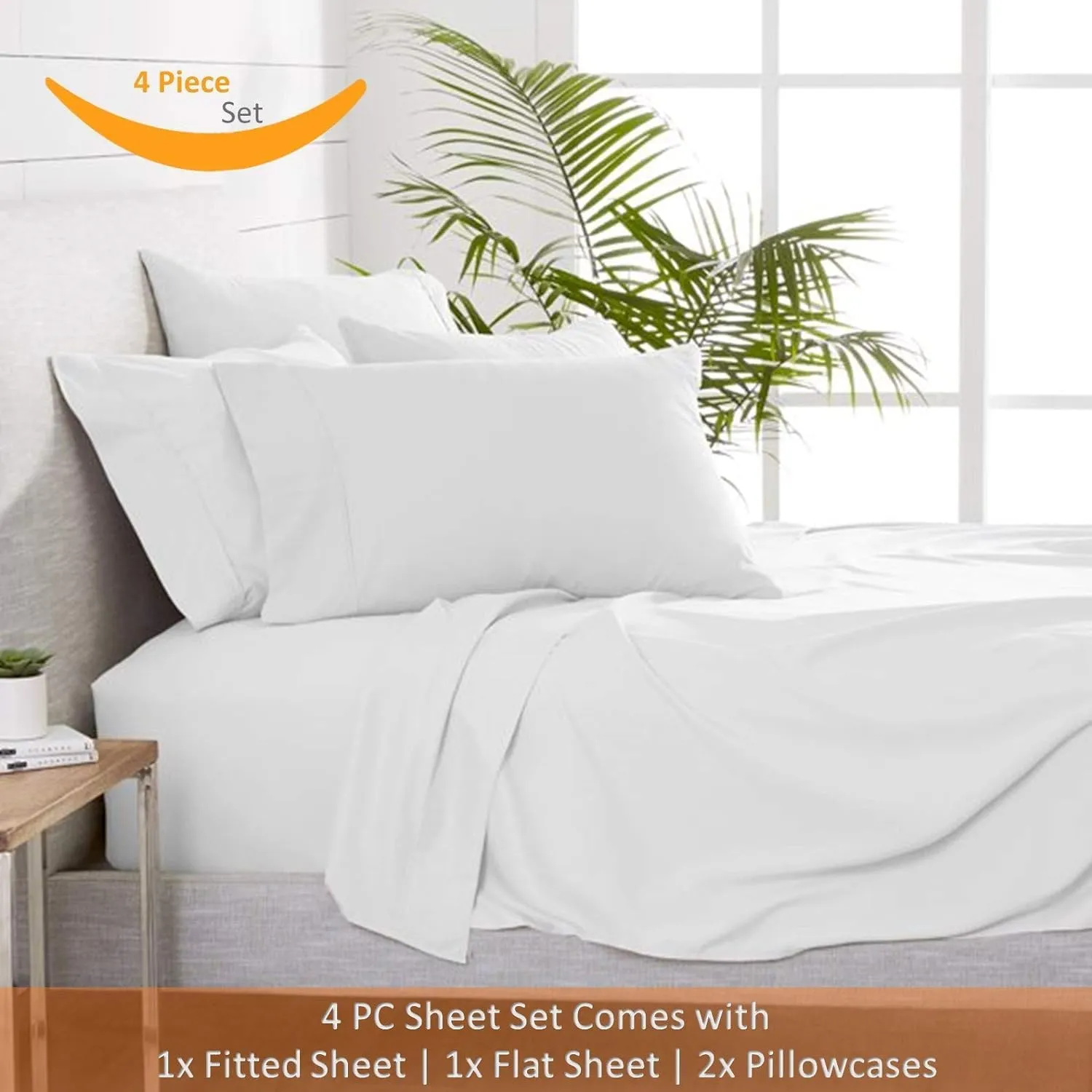 Femini Fashion My Egyptian Giza Cotton Sheets Queen Size, 16 Inches Extra Deep Pocket, 100% Giza Long-Staple Giza Cotton Bedsheet Soft Breathable Sheets - Light Grey Stripe