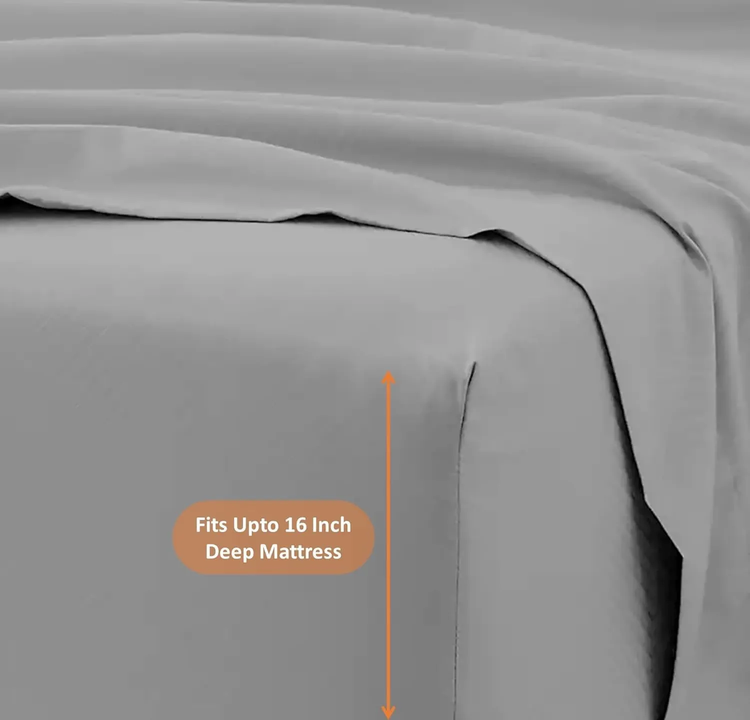 Femini Fashion My Egyptian Giza Cotton Sheets Queen Size, 16 Inches Extra Deep Pocket, 100% Giza Long-Staple Giza Cotton Bedsheet Soft Breathable Sheets - Light Grey Stripe