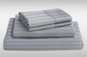 Femini Fashion My Egyptian Giza Cotton Sheets Queen Size, 16 Inches Extra Deep Pocket, 100% Giza Long-Staple Giza Cotton Bedsheet Soft Breathable Sheets - Light Grey Stripe