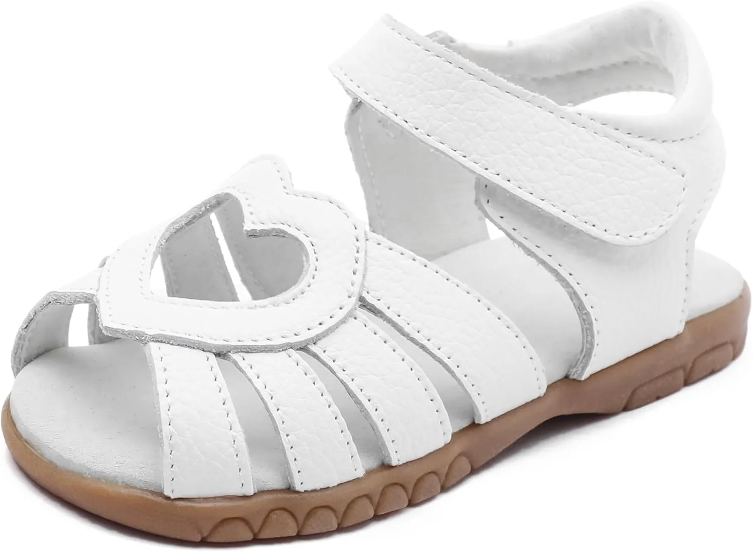 Femizee Girls Genuine Leather Soft Closed Toe Princess Flat Shoes Summer Sandals(Toddler/Little Kid)