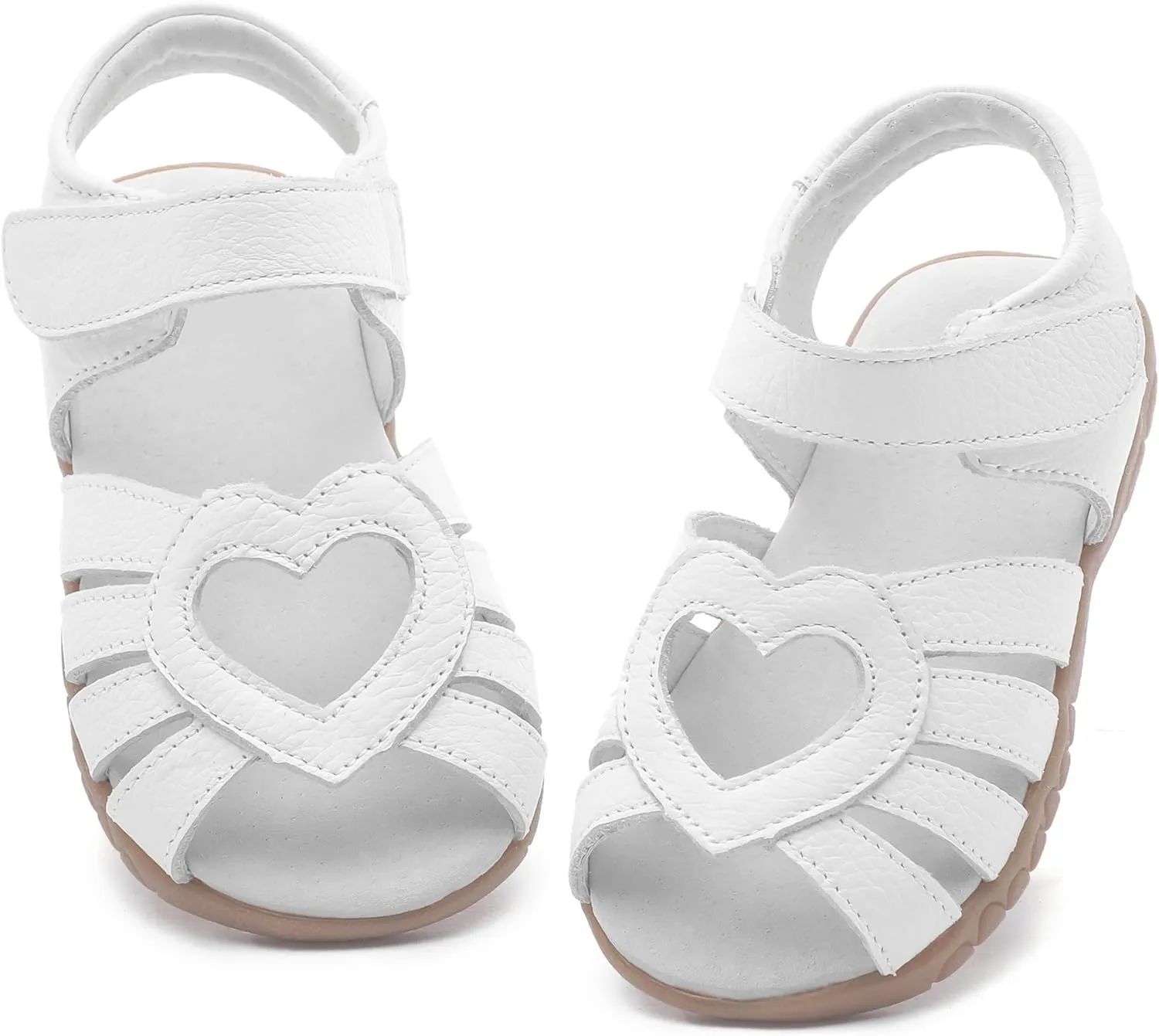 Femizee Girls Genuine Leather Soft Closed Toe Princess Flat Shoes Summer Sandals(Toddler/Little Kid)