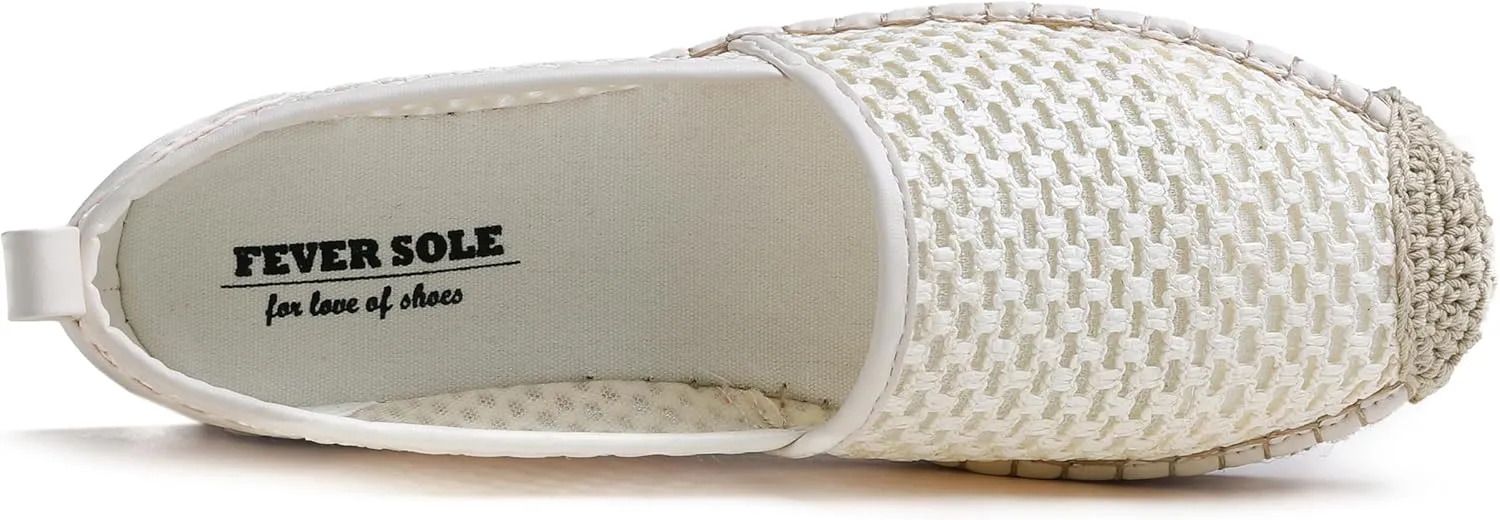 FEVERSOLE Close Toe Espadrilles Women's Comfort Breathable Slip On Flats Shoes
