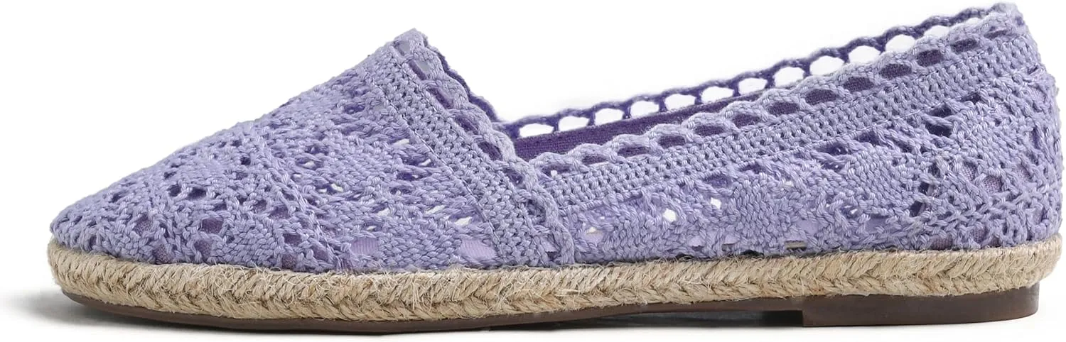 FEVERSOLE Close Toe Espadrilles Women's Comfort Breathable Slip On Flats Shoes