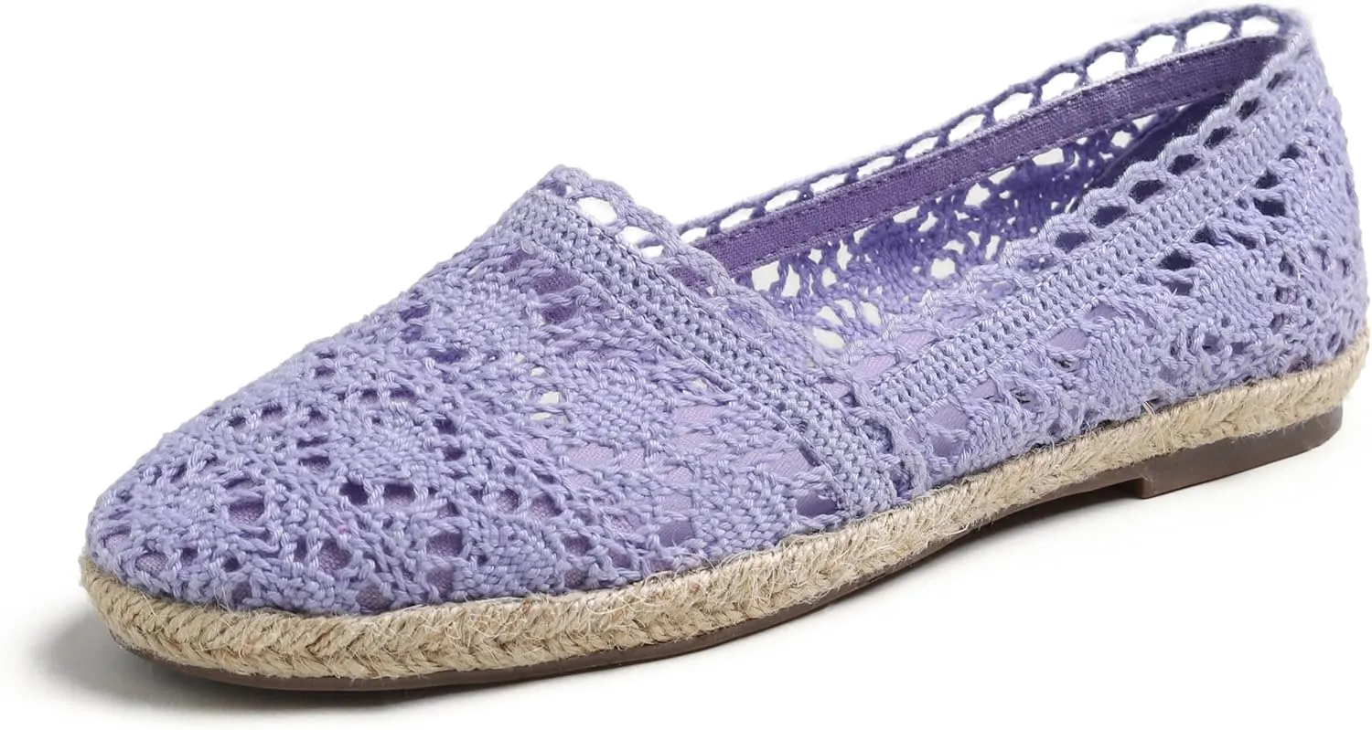 FEVERSOLE Close Toe Espadrilles Women's Comfort Breathable Slip On Flats Shoes