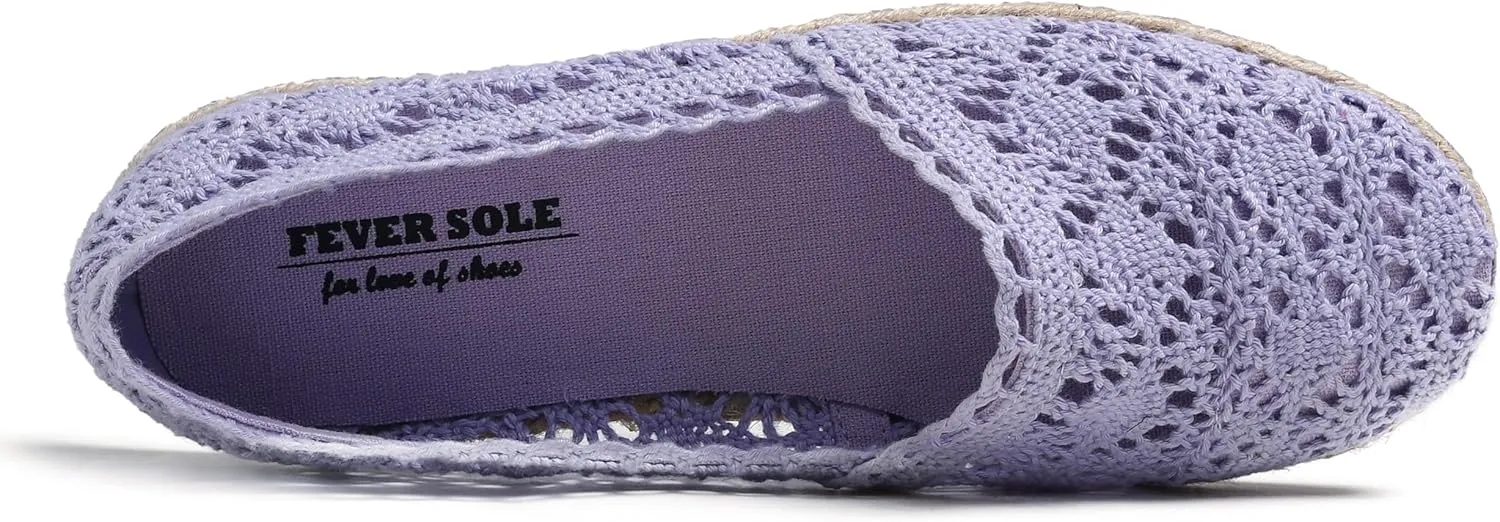 FEVERSOLE Close Toe Espadrilles Women's Comfort Breathable Slip On Flats Shoes