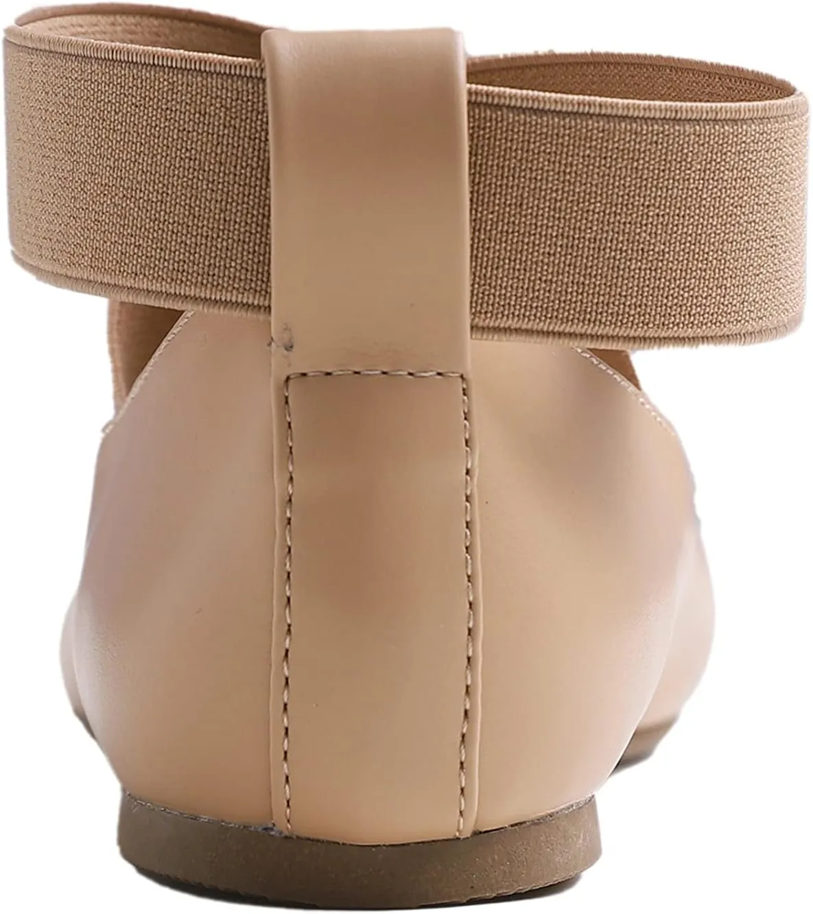 FEVERSOLE Women's Fashion Elastic Ankle Strap Shoes Round Toe Ballet Flat