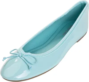 FEVERSOLE Women's Macaroon Colorful Memory Foam Cushion Insock Patent Ballet Flat