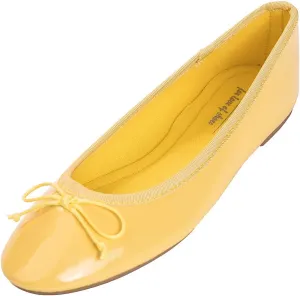 FEVERSOLE Women's Macaroon Colorful Memory Foam Cushion Insock Patent Ballet Flat
