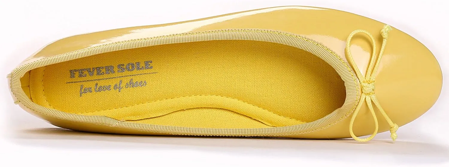 FEVERSOLE Women's Macaroon Colorful Memory Foam Cushion Insock Patent Ballet Flat